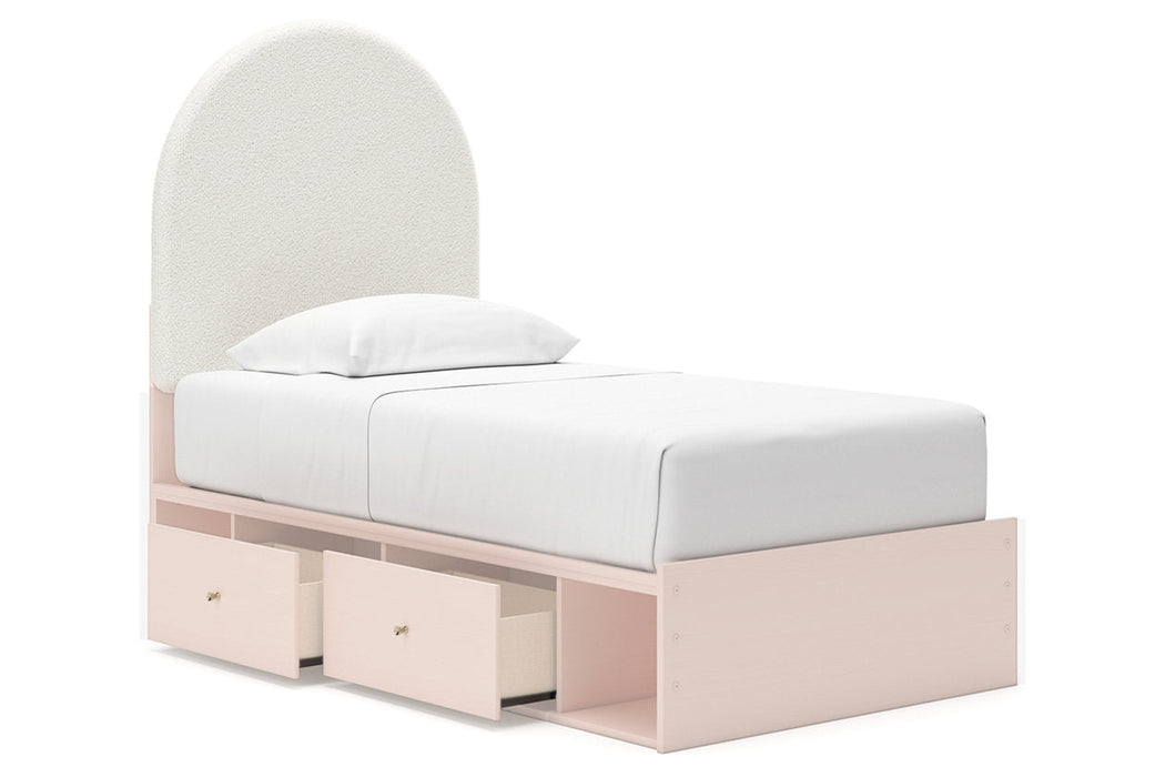 Wistenpine Blush Upholstered Youth Two Side Storage Panel Bedroom Set - Gate FurnitureYouth Bedroom Set