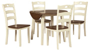 Woodanville Cream/Brown 5 - Piece Drop Leaf Dining Set - Lara FurnitureDining Room Set
