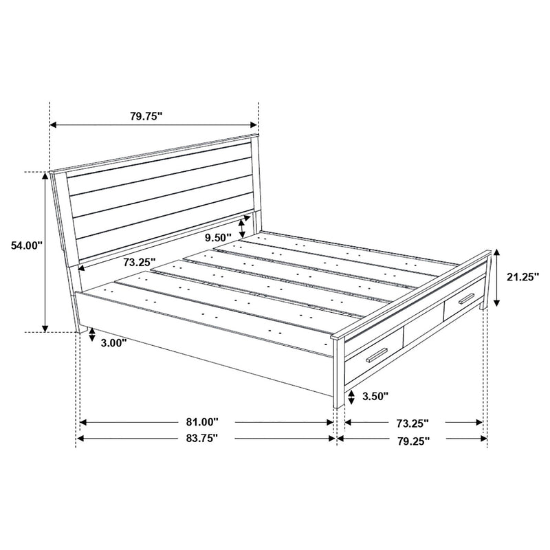Woodmont Eastern King Storage Bed Rustic Golden Brown - 222631KE