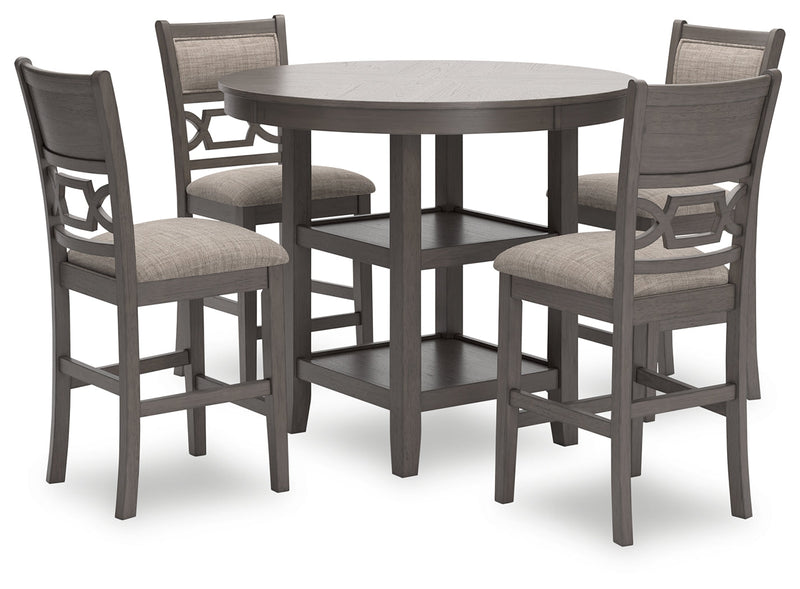 Wrenning Gray Counter Height Dining Table and 4 Barstools (Set of 5) - D425-223