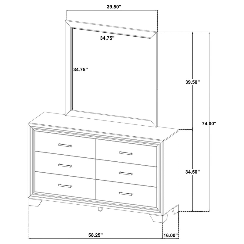 Wright 6-drawer Dresser and Mirror Brown Oak - 223343M