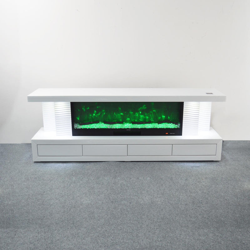 WTVS101 71X16X26 INCHES WHITE TV STAND FIREPLACE WITH BLUETOOTH SPEAKERS - 210000007812