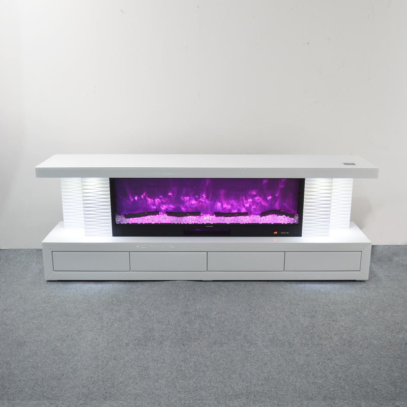 WTVS101 71X16X26 INCHES WHITE TV STAND FIREPLACE WITH BLUETOOTH SPEAKERS - 210000007812