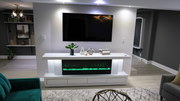 WTVS101 71X16X26 INCHES WHITE TV STAND FIREPLACE WITH BLUETOOTH SPEAKERS - 210000007812