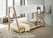 Wyatt Wood Twin Over Twin Bunk Bed White and Natural  - 460510