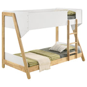 Wyatt Wood Twin Over Twin Bunk Bed White and Natural  - 460510