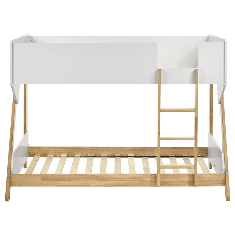 Wyatt Wood Twin Over Twin Bunk Bed White and Natural  - 460510