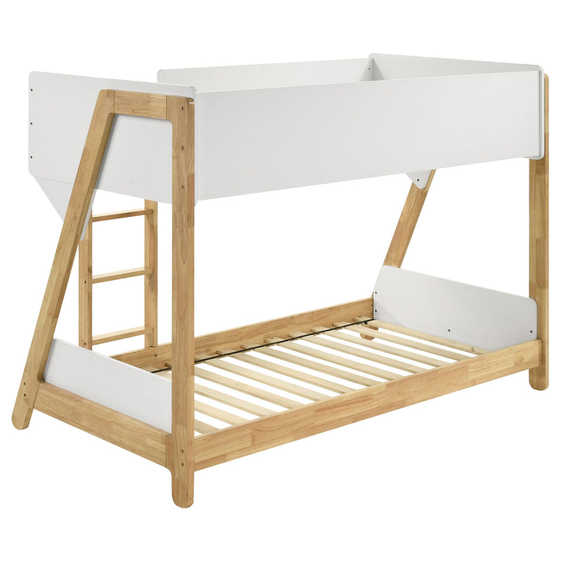 Wyatt Wood Twin Over Twin Bunk Bed White and Natural  - 460510