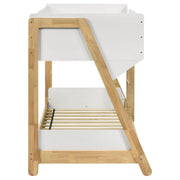 Wyatt Wood Twin Over Twin Bunk Bed White and Natural  - 460510