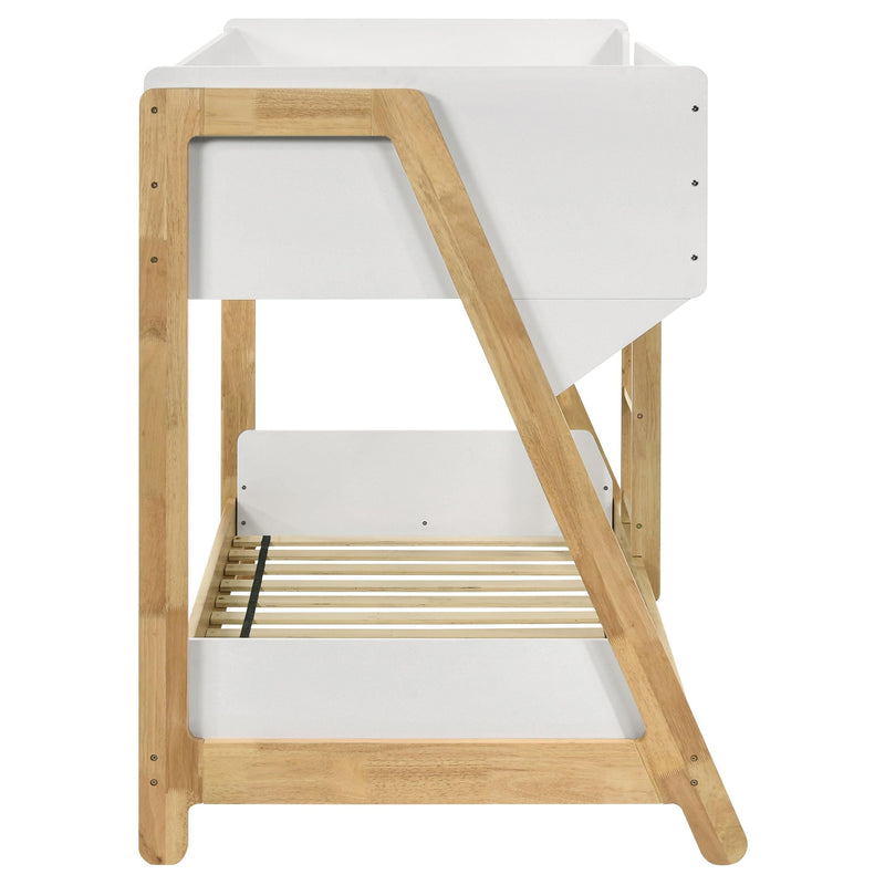 Wyatt Wood Twin Over Twin Bunk Bed White and Natural  - 460510