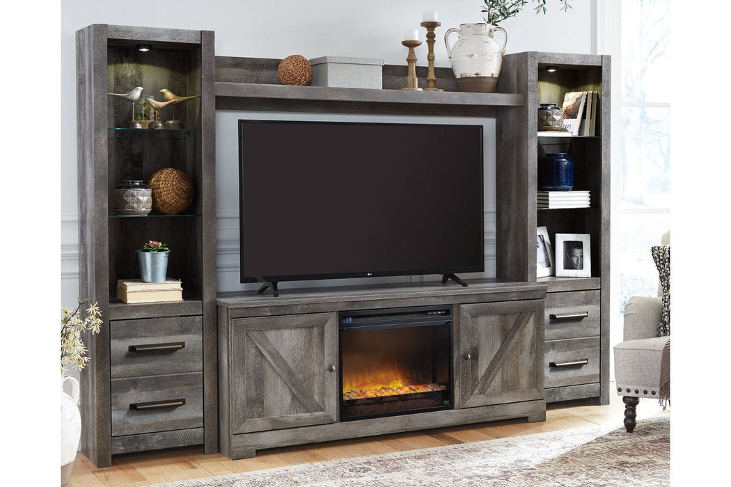 Wynnlow Gray 4 - Piece Entertainment Center with Electric Fireplace - Gate FurnitureEntertainment Center