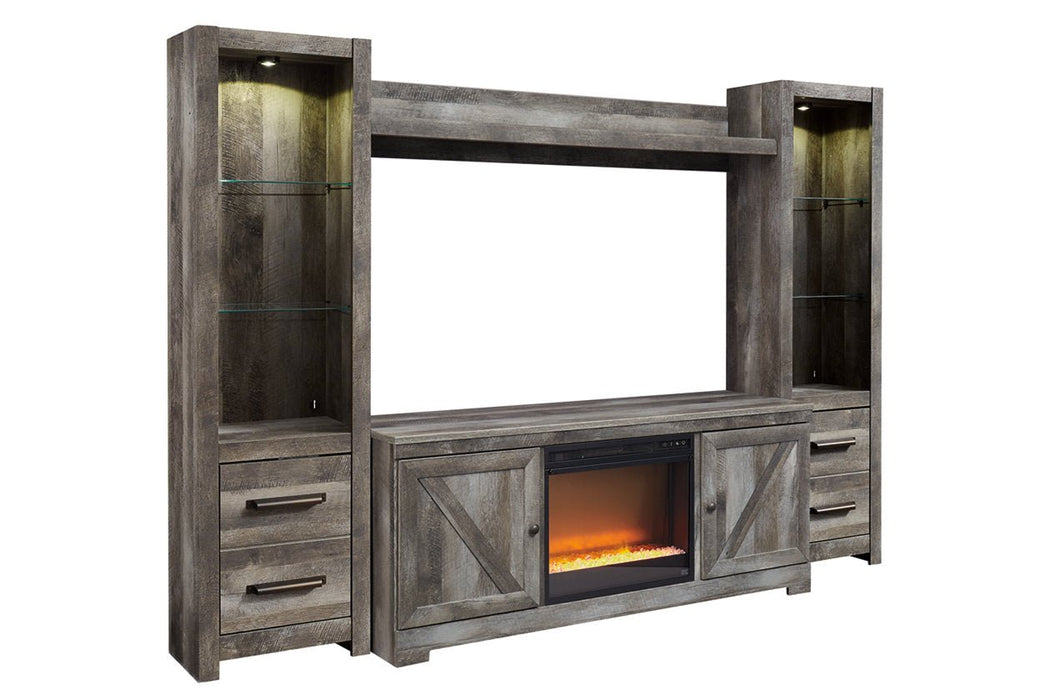 Wynnlow Gray 4 - Piece Entertainment Center with Electric Fireplace - Gate FurnitureEntertainment Center
