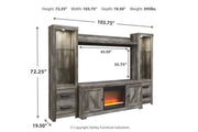 Wynnlow Gray 4 - Piece Entertainment Center with Electric Fireplace - Gate FurnitureEntertainment Center