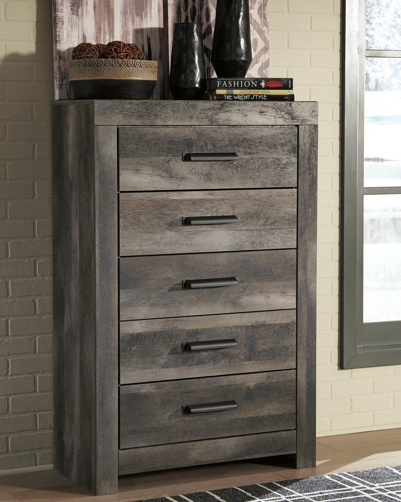 Wynnlow Gray Queen Crossbuck Panel Bed, Chest and Nightstand - B440B28