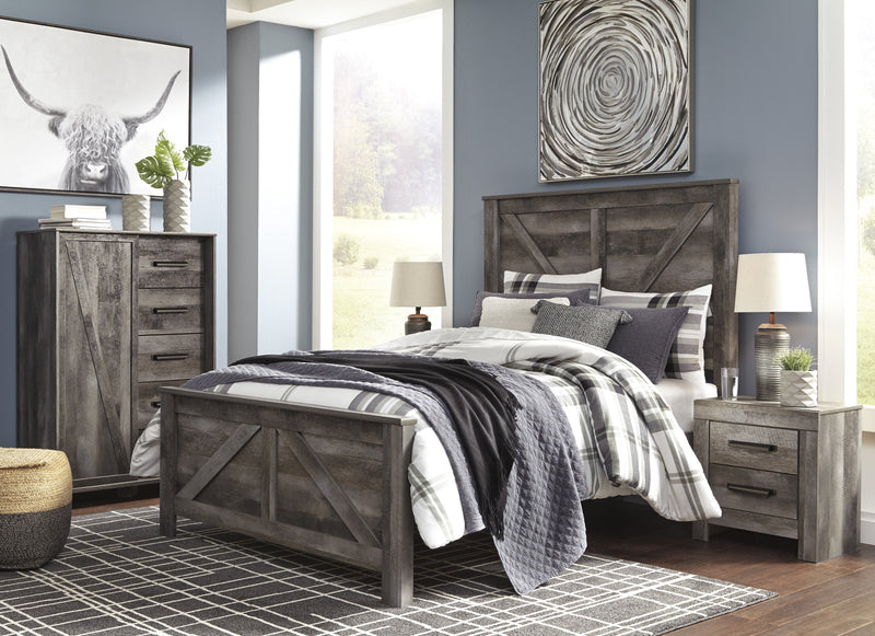 Wynnlow Gray Queen Crossbuck Panel Bed - Lara FurnitureQueen Bed
