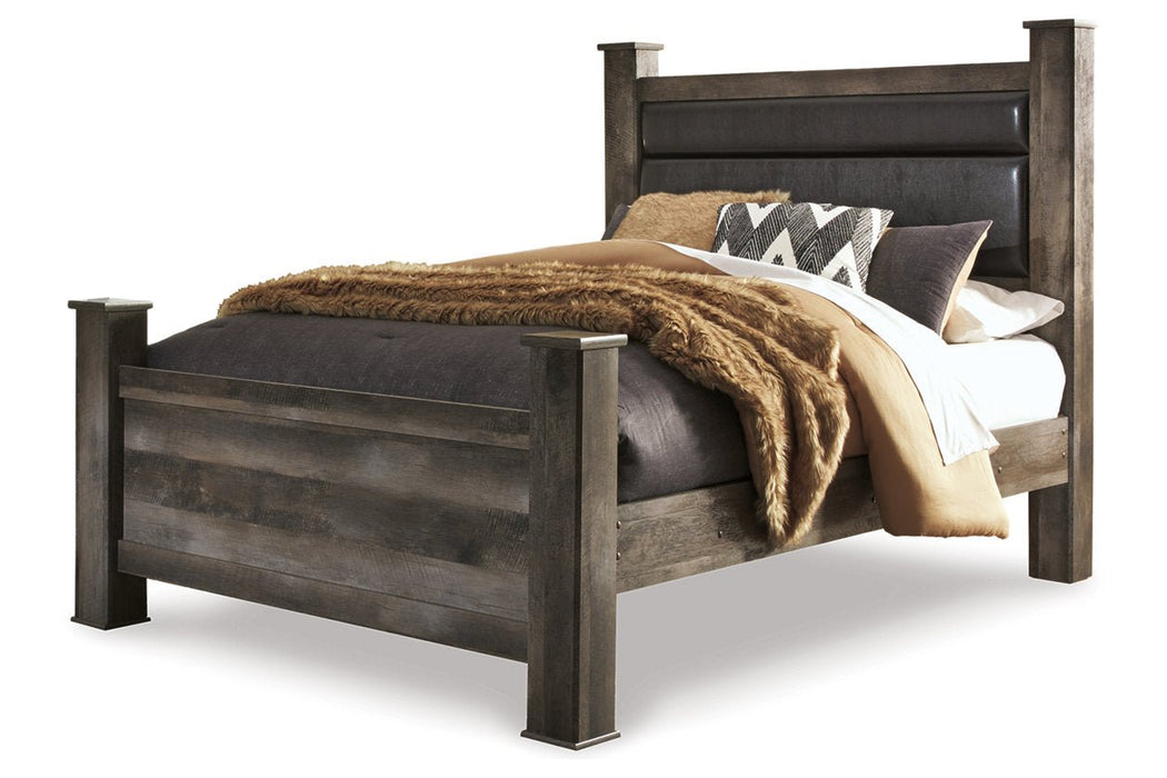 Wynnlow Gray Queen Upholstered Poster Bed - Gate FurnitureQueen Bed
