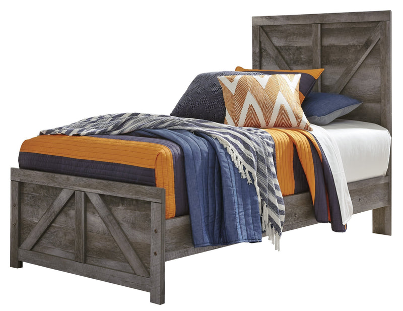 Wynnlow Gray Twin Crossbuck Panel Bed - Lara FurnitureTwin Bed