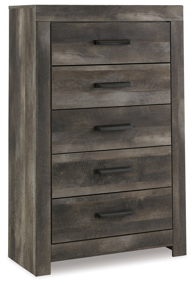 Wynnlow King Poster Bed with Mirrored Dresser, Chest and Nightstand in Gray - PKG005698