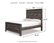 Wynnlow Queen Crossbuck Panel Bed with Mirrored Dresser and 2 Nightstands in Gray - PKG005684
