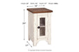 Wystfield White/Brown Chairside End Table - Gate FurnitureEnd Table Chair Side