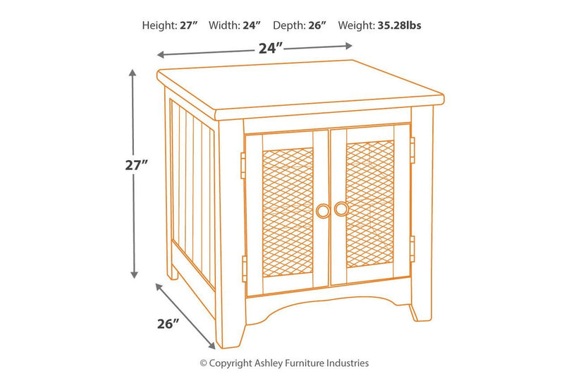 Wystfield White/Brown End Table - Lara FurnitureEnd Table