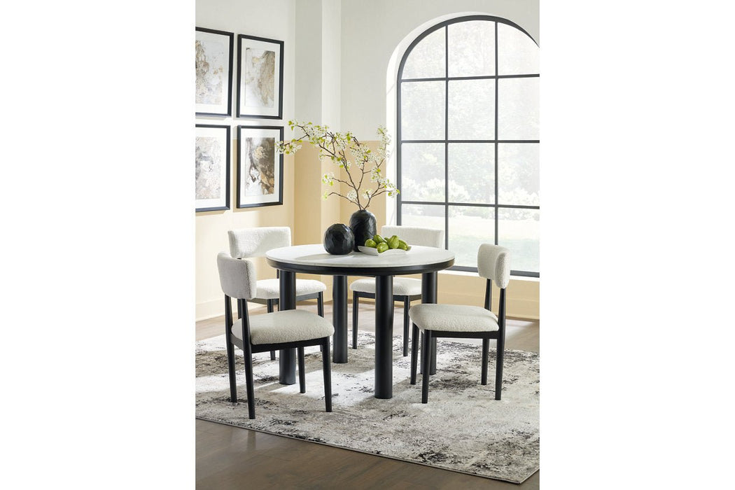 Xandrum Black/White Dining Table and 4 Chairs - Gate FurnitureDining Room Set