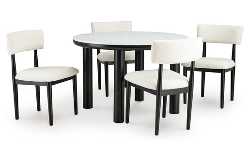 Xandrum Black/White Dining Table and 4 Chairs - Gate FurnitureDining Room Set
