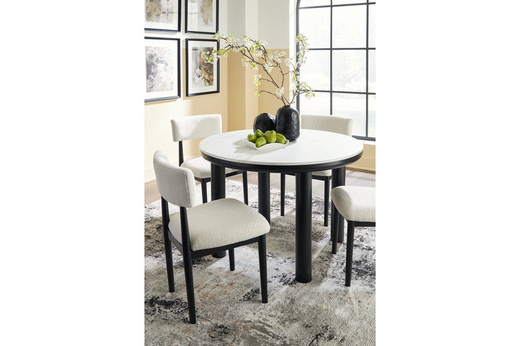 Xandrum Black/White Dining Table and 4 Chairs - Gate FurnitureDining Room Set