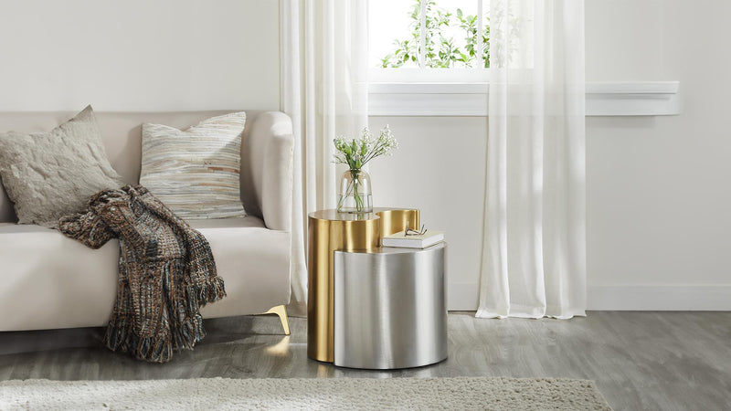 Ying Yang End Table Gold & Silver - Ying Yang End Table Gold & Silver
