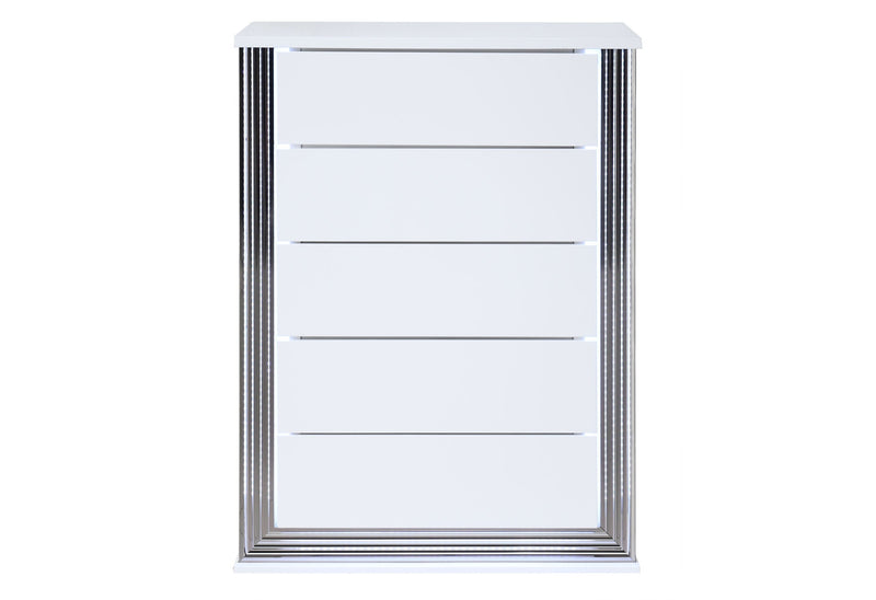 Ylime Smooth White Chest With Led - Lara FurnitureChest
