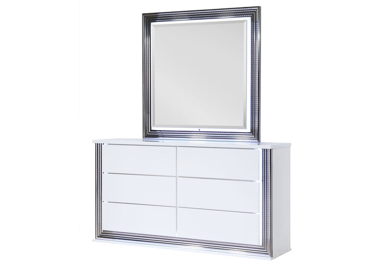 Ylime Smooth White Dresser With Led - Lara FurnitureDresser