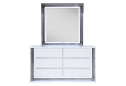 Ylime Smooth White Dresser With Led - Lara FurnitureDresser