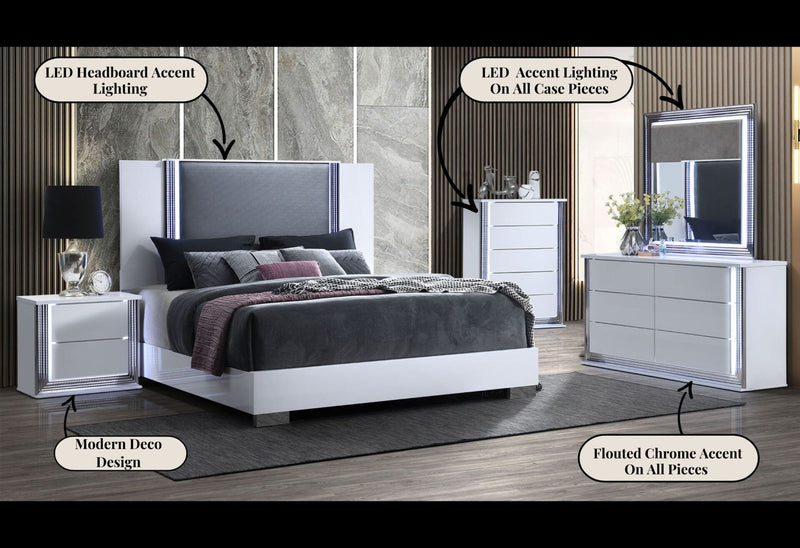 Ylime Smooth White King Bed Group Fully Slatted - YLIME-SMOOTH WHITE-KBG-N