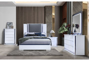 Ylime Smooth White Nightstand With Led - Lara FurnitureNightstand