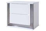 Ylime Smooth White Nightstand With Led - Lara FurnitureNightstand
