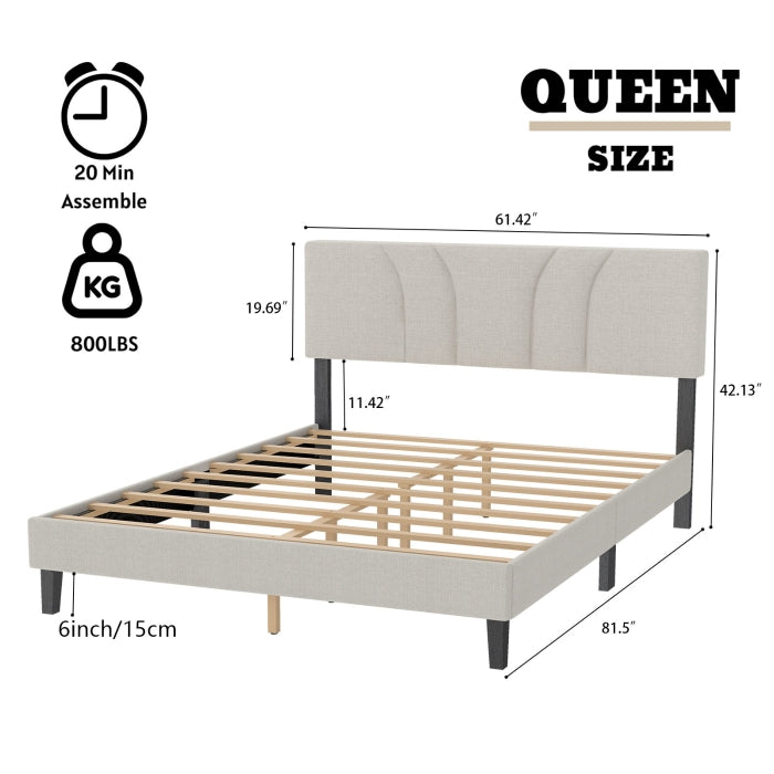 YM18835QSB01 Queen Bed (Beige) - YM18835QSB01