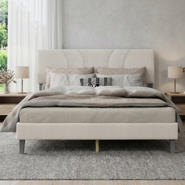 YM18835QSB01 Queen Bed (Beige) - YM18835QSB01