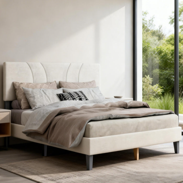 YM18835QSB01 Queen Bed (Beige) - YM18835QSB01