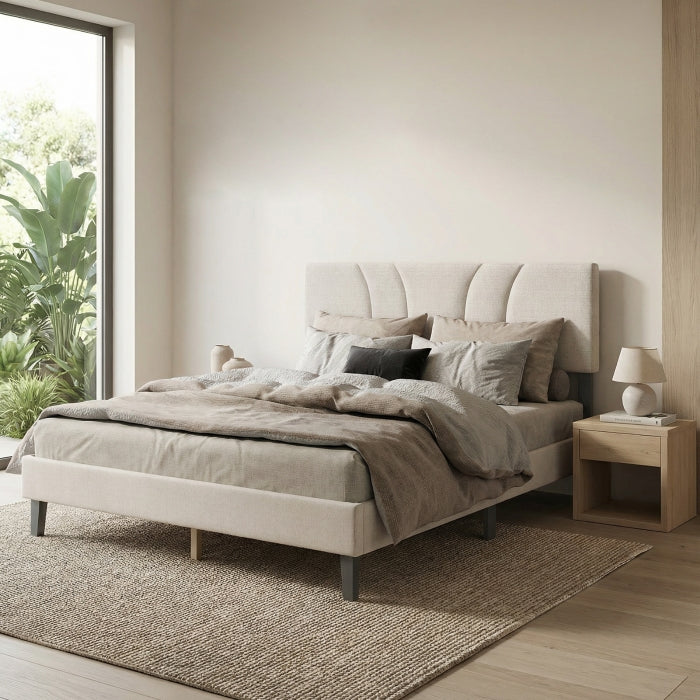 YM18835QSB01 Queen Bed (Beige) - YM18835QSB01