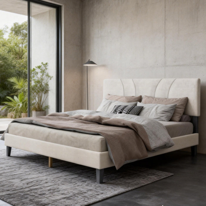 YM18835QSB01 Queen Bed (Beige) - YM18835QSB01