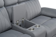Yuna - Gray Manual Recliner Loveseat with Storage Console, Cup Holder and USB Charger - L627-L
