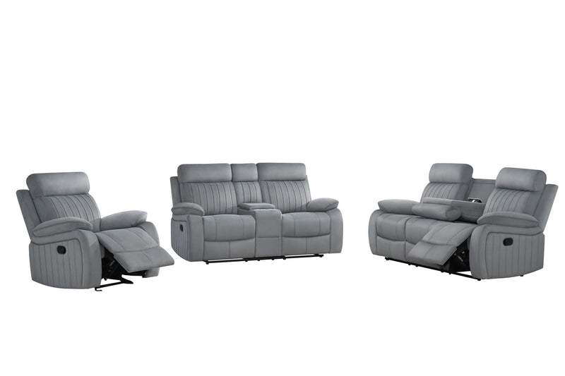Yuna - Gray Manual Reclining, Storage Console, Cup Holder and USB Charger - L627-SLR