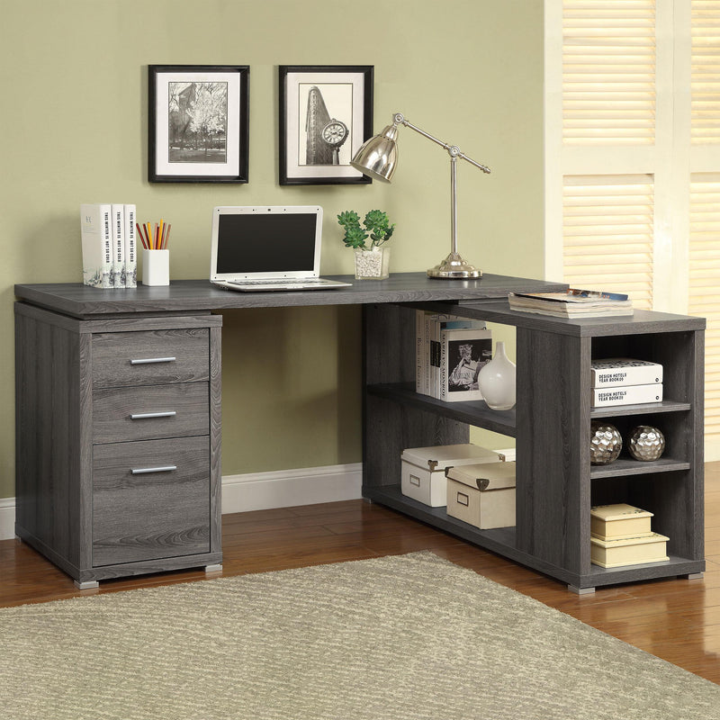 Yvette 60-inch 3-drawer L-Shape Computer Desk Weathered Grey - 800518