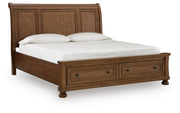 Zackaryn Warm Brown California King Sleigh Storage Bed - PCB807B9