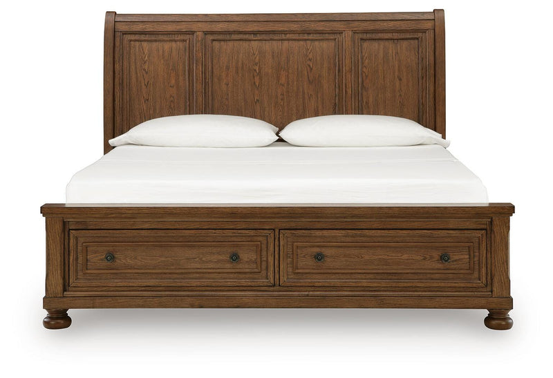 Zackaryn Warm Brown California King Sleigh Storage Bed - PCB807B9