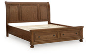 Zackaryn Warm Brown King Sleigh Storage Bed - PCB807B7