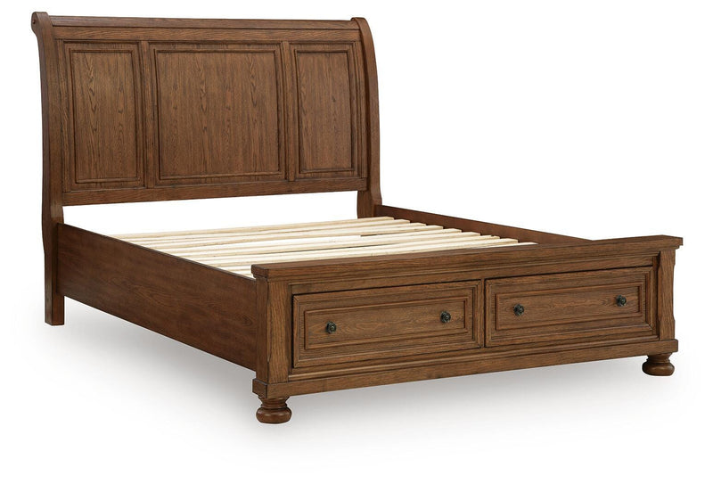 Zackaryn Warm Brown Queen Sleigh Storage Bed - PCB807B4