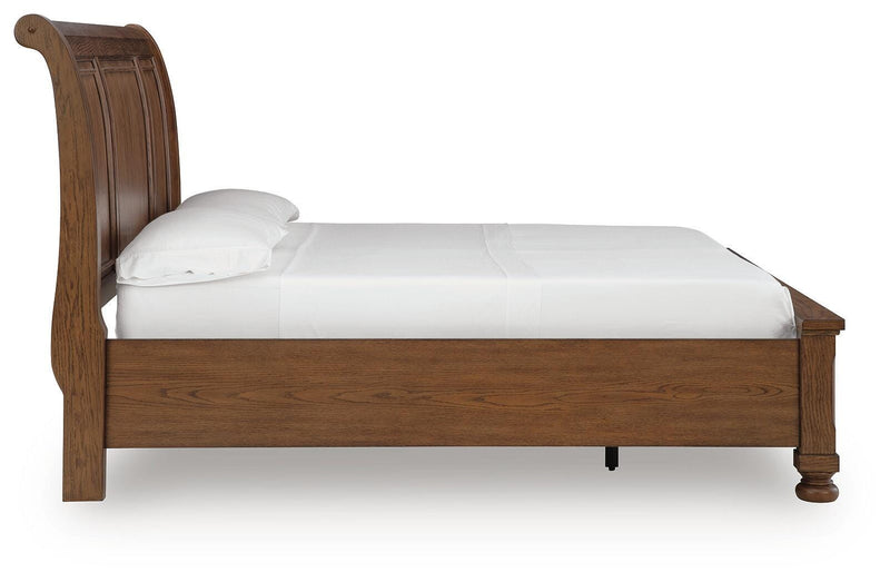 Zackaryn Warm Brown Queen Sleigh Storage Bed - PCB807B4