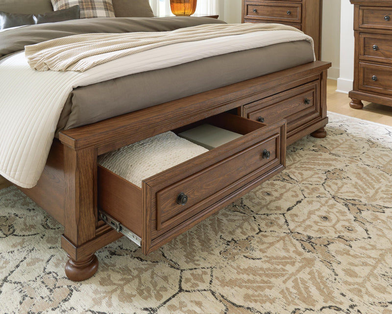 Zackaryn Warm Brown Queen Sleigh Storage Bed - PCB807B4