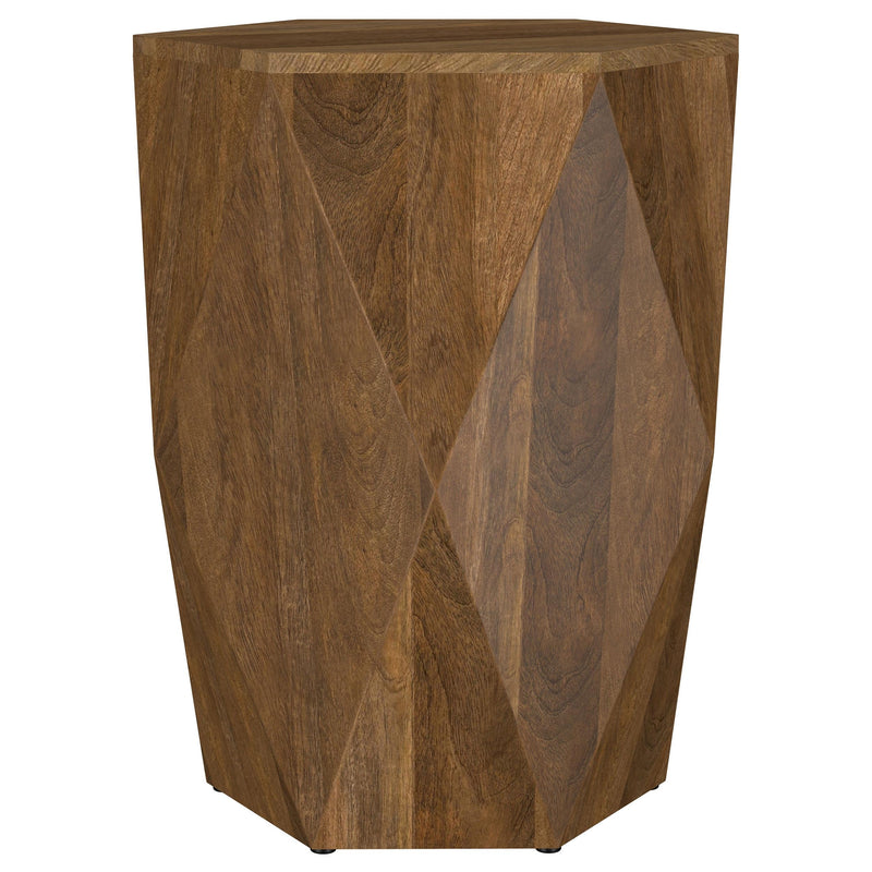 Zalika Hexagonal Solid Mango Wood End Table Natural - 724187
